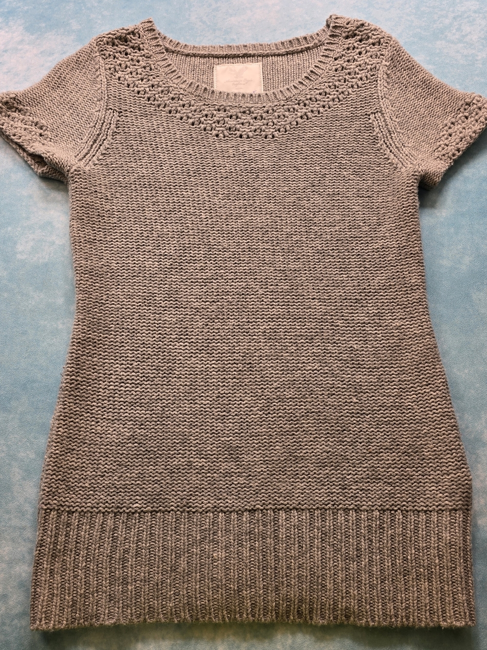 American Eagle Y2K Gray Chunky Knit Sweater Top Size S